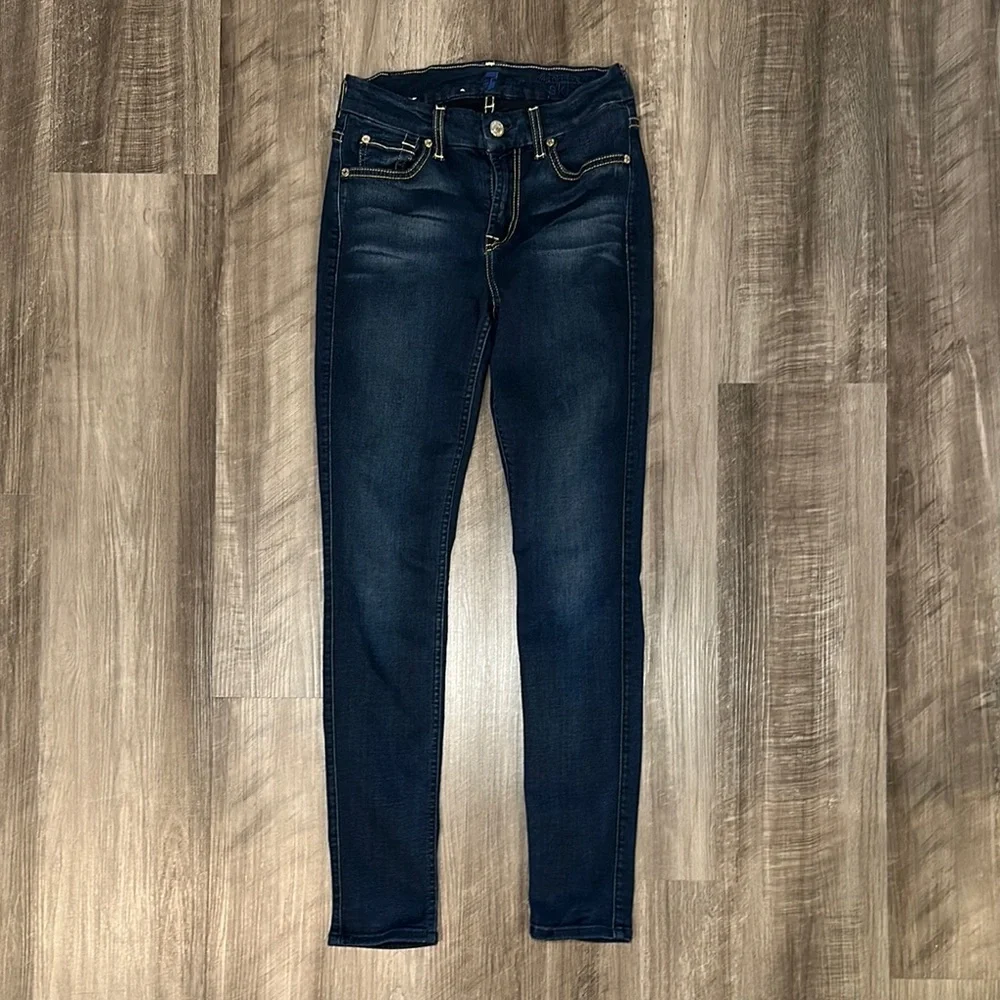 7 For All Mankind The Mid Rise Ankle Skinny Illusion Jeans - 24